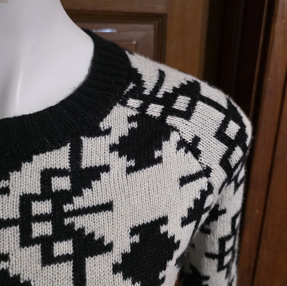 Princess Vera Wang Patterned Pullover Sweater Black & White Size S - Picture 5 of 10